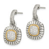 Lex & Lu 14k Yellow Gold w/Sterling Silver Diamond Dangle Post Earrings LAL79612 - 2 - Lex & Lu