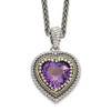 Lex & Lu 14k Yellow Gold w/Sterling Silver Two-tone w/Amethyst Heart Necklace - Lex & Lu