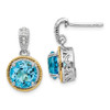 Lex & Lu 14k Yellow Gold w/Sterling Silver Blue Topaz Diamond Dangle Earrings - Lex & Lu