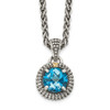 Lex & Lu 14k Yellow Gold w/Sterling Silver Blue Topaz Necklace LAL79703 - Lex & Lu