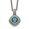 Lex & Lu 14k Yellow Gold w/Sterling Silver London Blue Topaz Necklace LAL79737 - Lex & Lu