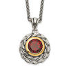 Lex & Lu 14k Yellow Gold w/Sterling Silver Two-tone w/Garnet Necklace LAL79767 - Lex & Lu