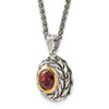 Lex & Lu 14k Yellow Gold w/Sterling Silver Two-tone w/Garnet Necklace LAL79767 - 5 - Lex & Lu