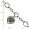 Lex & Lu 14k Yellow Gold w/Sterling Silver Black Diamond Heart Link Bracelet - 3 - Lex & Lu