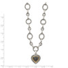 Lex & Lu 14k Yellow Gold w/Sterling Silver Black Diamond Heart Drop Necklace - 2 - Lex & Lu