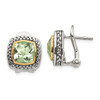 Lex & Lu 14k Yellow Gold w/Sterling Silver Green Quartz Earrings LAL79898 - Lex & Lu