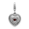 Lex & Lu 14k Yellow Gold w/Sterling Silver Two-tone w/Garnet Antiqued Charm - 3 - Lex & Lu