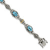 Lex & Lu 14k Yellow Gold w/Sterling Silver Swiss Blue Topaz Bracelet LAL79934 - Lex & Lu