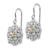 Lex & Lu 14k Yellow Gold w/Sterling Silver Diamond Vintage Earrings LAL79983 - 2 - Lex & Lu