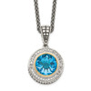 Lex & Lu 14k Yellow Gold w/Sterling Silver Blue Topaz & Diamond Necklace LALQTC52 - Lex & Lu