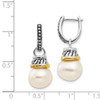 Lex & Lu 14k Yellow Gold w/Sterling Silver 10mm FWC Pearl Dangle Earrings - 4 - Lex & Lu