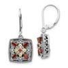 Lex & Lu 14k Yellow Gold w/Sterling Silver Diamond & Garnet Earrings LAL80020 - Lex & Lu