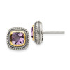 Lex & Lu 14k Yellow Gold w/Sterling Silver Two-tone w/Amethyst Earrings LAL80053 - Lex & Lu