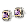 Lex & Lu 14k Yellow Gold w/Sterling Silver Two-tone w/Amethyst Earrings LAL80053 - 2 - Lex & Lu