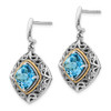 Lex & Lu 14k Yellow Gold w/Sterling Silver Blue Topaz Earrings LAL80096 - 2 - Lex & Lu