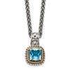 Lex & Lu 14k Yellow Gold w/Sterling Silver Blue Topaz Necklace LAL80099 - Lex & Lu