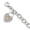 Lex & Lu 14k Yellow Gold w/Sterling Silver Diamond Heart Lock & Key Bracelet - Lex & Lu