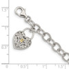 Lex & Lu 14k Yellow Gold w/Sterling Silver Diamond Heart Lock & Key Bracelet - 3 - Lex & Lu