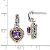 Lex & Lu 14k Yellow Gold w/Sterling Silver Antiqued Amethyst Heart Earrings - 4 - Lex & Lu