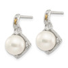 Lex & Lu 14k Yellow Gold w/Sterling Silver FWC Pearl Diamond Post Earrings - 2 - Lex & Lu