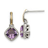 Lex & Lu 14k Yellow Gold w/Sterling Silver Antiqued Amethyst Earrings LAL80188 - Lex & Lu