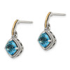 Lex & Lu 14k Yellow Gold w/Sterling Silver Antiqued Blue Topaz Post Earrings - 2 - Lex & Lu