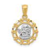 Lex & Lu 14k Yellow Gold & Rhodium Framed Cherub Pendant - Lex & Lu