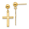 Lex & Lu 14k Yellow Gold Polished & Satin Cross Dangle Earrings - Lex & Lu