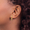 Lex & Lu 14k Yellow Gold Polished & Satin Cross Dangle Earrings - 3 - Lex & Lu