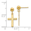 Lex & Lu 14k Yellow Gold Polished & Satin Cross Dangle Earrings - 4 - Lex & Lu