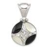 Lex & Lu Sterling Silver Black Onyx & Mother Of Pearl Pendant - Lex & Lu