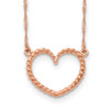 Lex & Lu 14k Rose Gold Polished & Textured Heart Necklace - Lex & Lu