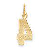Lex & Lu 14k Yellow Gold Casted Small Polished Number 4 Charm - 3 - Lex & Lu