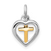 Lex & Lu Sterling Silver & Vermeil Cross in Heart Charm - Lex & Lu