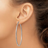 Lex & Lu 14k White Gold Satin & D/C 2mm Round Hoop Earrings LAL81668 - 3 - Lex & Lu