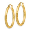 Lex & Lu 14k Yellow Gold Satin & D/C 3mm Round Hoop Earrings LAL81737 - 2 - Lex & Lu