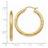 Lex & Lu 14k Yellow Gold Satin & D/C 3mm Round Hoop Earrings LAL81737 - 4 - Lex & Lu