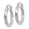 Lex & Lu 14k White Gold 3mm Twisted Hoop Earrings LAL81749 - 2 - Lex & Lu