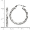 Lex & Lu 14k White Gold Polished 3.25mm Twisted Hoop Earrings LAL81756 - 4 - Lex & Lu