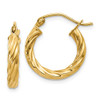 Lex & Lu 14k Yellow Gold Polished 2.75mm Twisted Hoop Earrings - Lex & Lu