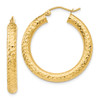 Lex & Lu 14k Yellow Gold D/C 4mm Round Hoop Earrings LAL81788 - Lex & Lu