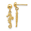 Lex & Lu 14k Yellow Gold 3-D Mini Seahorse Dangle Post Earrings - Lex & Lu