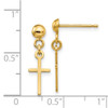 Lex & Lu 14k Yellow Gold Polished Cross Dangle Post Earrings - 4 - Lex & Lu