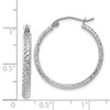 Lex & Lu 14k White Gold D/C 2.8x25mm Hollow Hoop Earrings - 4 - Lex & Lu