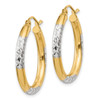 Lex & Lu 14k Yellow Gold & Rhodium D/C 3x25mm Hoop Earrings - 2 - Lex & Lu