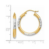 Lex & Lu 14k Yellow Gold & Rhodium D/C 3x25mm Hoop Earrings - 4 - Lex & Lu