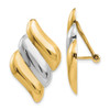Lex & Lu 14k Yellow Gold & Rhodium Non-pierced Omega Back Earrings - Lex & Lu