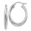 Lex & Lu 14k White Gold D/C Polished Oval Hoop Earrings LAL82009 - Lex & Lu