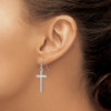 Lex & Lu 14k White Gold Hollow Cross Dangle Earrings - 3 - Lex & Lu
