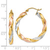 Lex & Lu 14k Tri-color Gold Tricolor Light Twisted Hoop Earrings LAL82132 - 4 - Lex & Lu